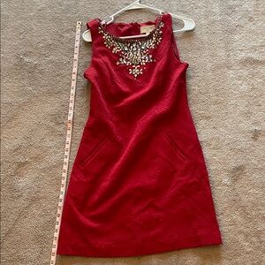 Anthropologie Moulinette Soeurs Red Mini Dress with Embellished Neckline 6